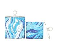 tplaotee Organizzatore per trucchi in plastica trasparente con motivo a fiocchi di neve, celeste, con coperchio, per dispensa essenziali, contenitori decorativi, per tamponi di cotone, graffette