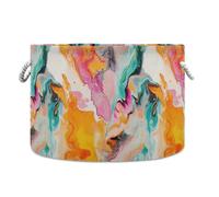 tplaotee Paint Smear Multicolor Astratto Cesto portaoggetti pieghevole e impermeabile contenitori per giocattoli con manico robusto roba grandi bidoni per bagno lavanderia biancheria da letto