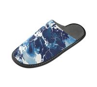 tplaotee Pantofola bianca blu navy del modello del marmo per le pantofole dell'interno delle donne delle donne con la schiuma di memoria per la casa, camera