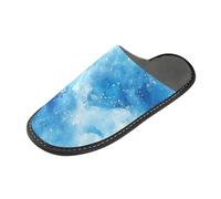 tplaotee Pantofola blu bianca di struttura del marmo per le donne pantofola per le donne dell'interno con la schiuma di memoria per la casa, camera da, Texture Marmo Bianco Blu, 38/39 EU