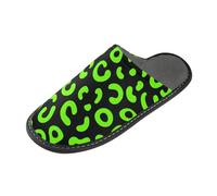 tplaotee Pantofola dell'interno delle donne della pantofola delle donne del nero verde al neon del modello del leopardo con la schiuma di memoria