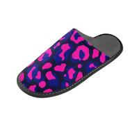 tplaotee Pantofola dell'interno delle donne delle pantofole di rosa blu del modello del leopardo con la schiuma di memoria per la casa,