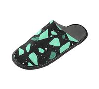 tplaotee Pantofola dell'interno delle donne delle pantofole di verde della menta di marmo con la schiuma di memoria per la casa, camera, Verde Menta Marm, 38/39 EU