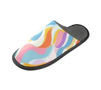 tplaotee Pantofola moderna di arte variopinta astratta per le pantofole dell'interno delle donne con la schiuma di memoria per la casa, camera