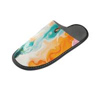 tplaotee Pantofole astratte multicolore della pantofola delle donne dello striscio della pittura per l'interno con la schiuma di memoria per la casa, camera