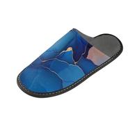 tplaotee Pantofole blu reale dell'oro rosa del marmo per le pantofole per le donne per l'interno con la schiuma di memoria per la casa, camera da