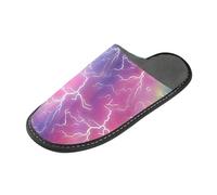 tplaotee Pantofole calde da donna con fulmini di colore arcobaleno con memory foam per casa, camera da letto, Fulmine Bulloni Arcobaleno, 40.5/41 EU