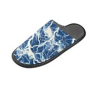 tplaotee Pantofole da donna calde, con fulmini e bulloni, in memory foam, per casa, camera da letto, colore: blu e bianco, Fulmine Bulloni Blu Bianco, 40.5/41 EU