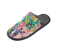 tplaotee Pantofole da donna colorate con cani di arte asetica calda pantofole da interno con memory foam per casa, camera da letto, Cani colorati di arte asetica, 42/42.5 EU