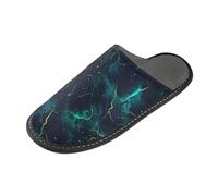 tplaotee Pantofole da donna con fulmini in memory foam, colore verde e blu, per casa, camera da letto