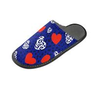 tplaotee Pantofole da donna con memory foam per la casa, camera da letto e pantofole da donna con motivo leopardato, colore blu navy