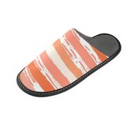 tplaotee Pantofole da donna con motivo a righe bianche, color corallo, arancione, beige, bianco, con memory foam, per casa, camera da letto