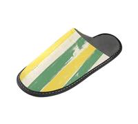 tplaotee Pantofole da donna con motivo a righe giallo limone verde pantofole da casa per interni con memory foam per casa, camera da letto