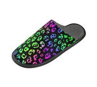 tplaotee Pantofole da donna con stampa leopardata al neon morbide pantofole per interni con memory foam per casa, camera da letto