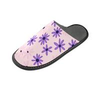 tplaotee Pantofole da donna semplici con margherita viola pastello sfondo rosa caldo pantofole da donna con memory foam per casa, camera da letto, Semplice Viola Margherita Sfondo Rosa Pastello, 42