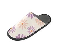 tplaotee Pantofole da donna semplici con margherite viola, sfondo rosa pastello, calde pantofole da donna per interni con memory foam per casa, camera da letto, Semplice Viola Fiori Margherita Sfondo