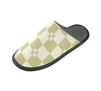 tplaotee Pantofole dell'interno della pantofola delle donne a scacchi beige cachi con la schiuma di memoria per la casa, camera da letto
