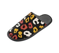 tplaotee Pantofole dell'interno della pantofola delle donne del modello del leopardo giallo rosso per le donne con la schiuma di memoria per la casa,