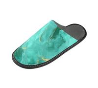 tplaotee Pantofole dell'interno della pantofola delle donne di marmo verdastro-oro pallido con schiuma di memoria per la casa, camera da letto, Texture Marmo Oro Verdastro Pallido, 38/39 EU