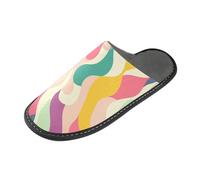 tplaotee Pantofole dell'interno della pantofola delle donne variopinte dell'arte astratta moderna con la schiuma di memoria per la