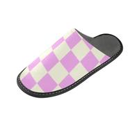 tplaotee Pantofole dell'interno delle donne del plaid del Checker beige viola con la schiuma di memoria per la casa, camera da letto, Plaid A Quadri Viola Beige, 38/39 EU