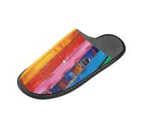 tplaotee Pantofole dell'interno delle donne della pantofola delle donne a righe dell'arcobaleno con la schiuma di memoria per la casa,