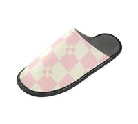 tplaotee Pantofole dell'interno delle donne della pantofola delle donne a scacchi beige della pesca con la schiuma di memoria per la casa, camera da letto