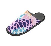 tplaotee Pantofole dell'interno delle donne delle pantofole variopinte della stampa dei blocchi con la schiuma di memoria per la casa, camera