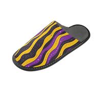 tplaotee Pantofole dell'interno delle donne gialle e porpora del modello della banda con la schiuma di memoria per la casa, camera