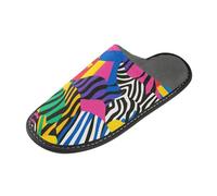 tplaotee Pantofole dell'interno delle donne variopinte della pantofola delle donne di arte geometrica con la schiuma di memoria