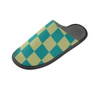 tplaotee Pantofole dell'interno delle pantofole del plaid delle donne del plaid del verde acqua kaki con la schiuma di memoria per la casa, camera