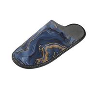 tplaotee Pantofole dell'interno delle pantofole delle donne del modello di marmo blu e oro astratto con la schiuma di memoria per la casa, camera