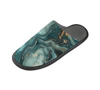 tplaotee Pantofole dell'interno delle pantofole delle donne del modello di marmo verde e oro astratto con la schiuma di memoria per la casa, camera