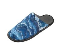 tplaotee Pantofole dell'interno delle pantofole delle donne della stampa di marmo blu con la schiuma di memoria per la casa, camera