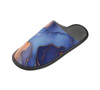 tplaotee Pantofole dell'interno delle pantofole delle donne dell'oro della pesca blu reale del marmo con la schiuma di memoria per la casa, camera da