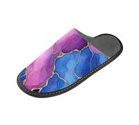 tplaotee Pantofole rosa calde blu reale della pantofola delle donne dell'oro di marmo per le donne con la schiuma di memoria per la casa, camera da, Marmo Blu Reale Oro Rosa, 38/39 EU