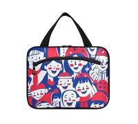 tplaotee Pattern Of People Felice Viso Rosso e Blu borse da appendere per le donne che viaggiano con gancio, designer chic spazzola borsa per gli elementi essenziali per le donne hotel estuche de