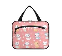 tplaotee Peach Cute White Cats Spring Hanging mens borsa da viaggio con gancio, designer espandibile trucco cosmetico borsa per il viaggio deve viaggiare bolso viajero para mujer M, pesca, carino