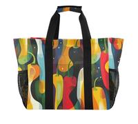 tplaotee peperoni arte astrazione colore brillante Utility Bag Per Tronco Riutilizzabile drogheria Shopping Bags Pieghevole Tote Bag Per Spiaggia Sandproof con Maniglie Auto Tote Bag