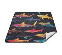 tplaotee pesce mare Silhouettes Colorful Impermeabile Parco Coperta Portatile Spiaggia Escursionismo Coperta per Erba Coppie Regalo tapetes para picnic vintage