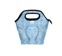 tplaotee Piccola borsa per il pranzo con manico curvo, per adulti, impermeabile, grande, borsa termica per picnic, viaggi, testa di dea vintage
