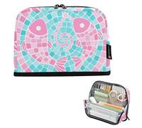 tplaotee Pisces Style Blu Rosa Matita Astuccio Organizer Grande Capacità Trucco Borse Multi-Slot Borsa Multiuso per Teen Boys High School Supplies lapiceras para ninos