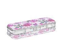 tplaotee Pittura a olio Boho Fiori Fucsia Progettato Trasparente Matite Box Doppio Strato Pastello Contenitori Per Bambini Con Snap E Coperchio