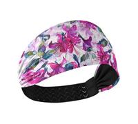 tplaotee Pittura a olio Boho Fiori Fucsia Traspirante Fasce per il sudore per le donne Fasce elastiche per il sudore per Yoga Atletica Sport lavaggio viso escursionismo
