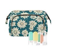 tplaotee Pittura a olio Girasole Stella Teal Grande Capacità Viaggio Portamonete Donne Portatile per Pennello Trucco, pittura ad olio Girasole stella Teal, 1 size
