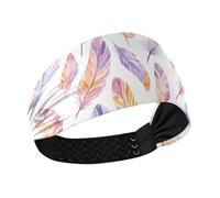 tplaotee Piume Acquerello Colori Pastello no Slip Donne Fasce Moda Elastico larghe fasce per capelli per i capelli delle donne per Atletica Sport Corsa basket lavaggio viso