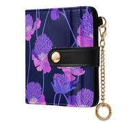 tplaotee Plant Scabiosa - Portafoglio pieghevole da donna, in pelle PU, portatile, per donne e ragazze, colore: viola