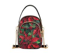 tplaotee Poinsettia Red and Green Leaves trendy strap crossbody borse per le donne con multi tasche borsa per le signore regali di compleanno per le donne