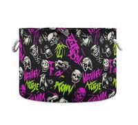 tplaotee Punk Peach Black Skulls Rock Cesto portaoggetti pieghevole e impermeabile con manico robusto roba piccoli contenitori per utensili da cucina bagno