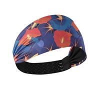 tplaotee Red Indigo Morning Glory Astratto Fiori Raffreddamento Esercizio Fasce per le donne Capelli Elastici per Allenamenti Allenamenti Basket Trekking